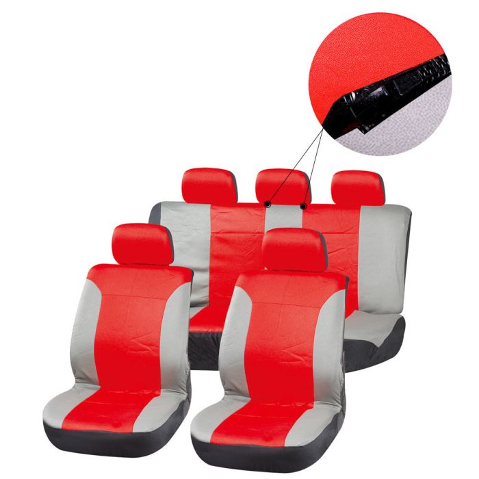 Car Seat Cover Red/Gray-9PCS
