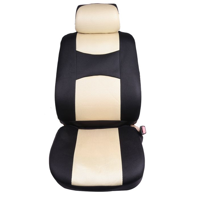 8 Pieces Washable Black Beige Car Seat Cover w/Headrest Covers Cushion Protector 110750