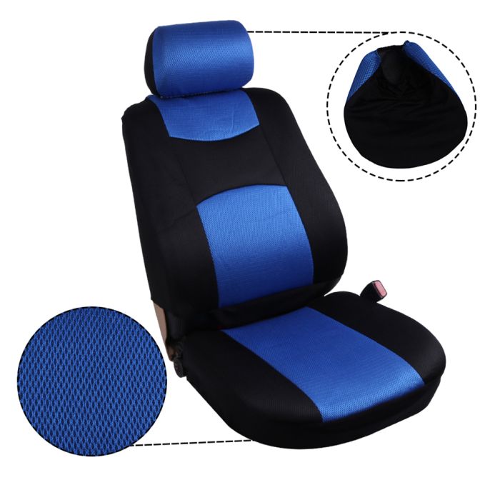 10PCS Blue Black Car Seat Cover Protector Car Interior Decoration Full Set 110751
