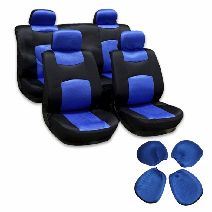 Car Seat Cover Blue/Black-8PCS 