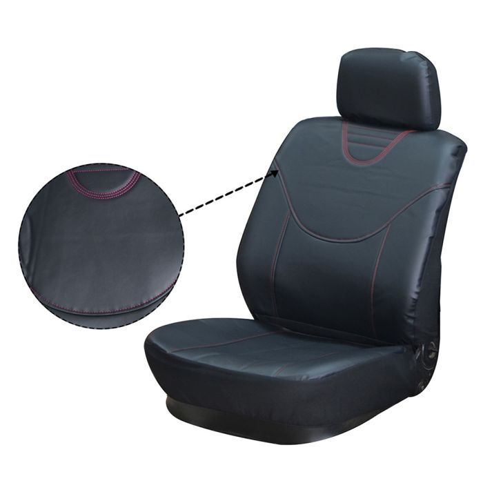 10pcs Black For Kia Semi-PU Leather Polyester Car Seat Covers W/HeadRest covers 110796