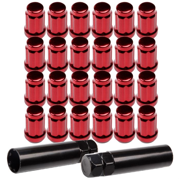 24 X Red 12x1.5+2key 6 Spline Drive Close End Lug Nuts For Toyota Corolla Camry