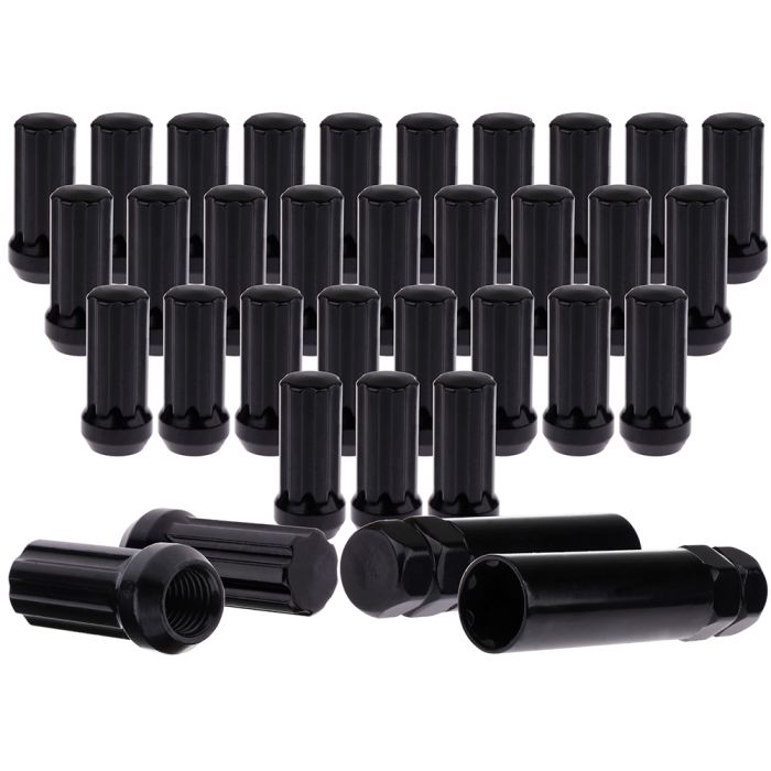 New 14x2.0 Spline Lug Nuts Black - 32 Piece + 2 Keys(ECP112280) For Ford 