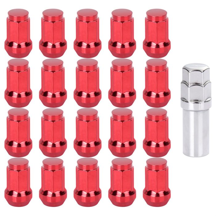 20x Red 12x1.5 7 Side Nuts Wheel Lug Nut Hex size tool 17mm For Toyota Camry