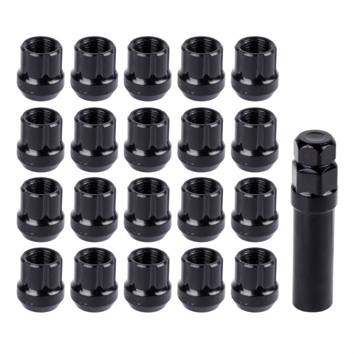 20 Piece 1/2-20 Black Short Open End Lug Nuts + 1 key For Lincoln MKX MKT Ford