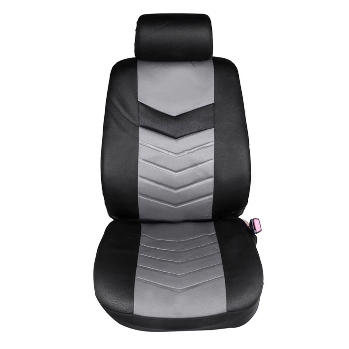 Car Seat Covers 3MM Durable Double Compound Embossed Cloth Black Gray 116050