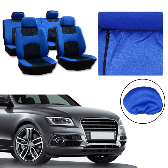 Seat Cover Black/Blue-10PCS