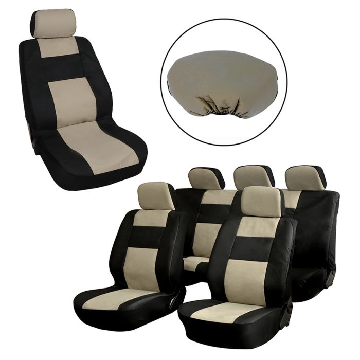 Seat Cover Black/Beige-9PCS 