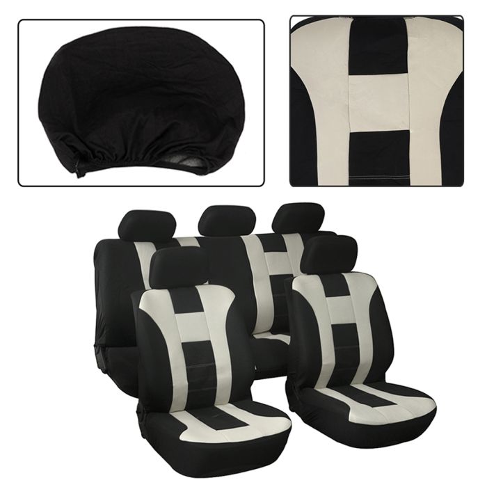 Seat Cover Beige/Black-9PCS