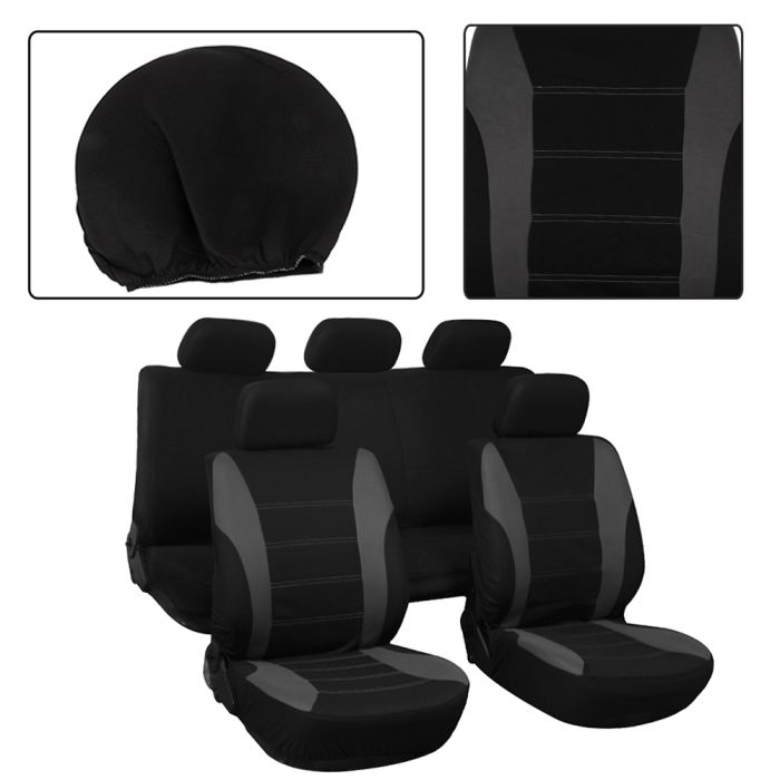 Seat Cover Grey/Black-9PCS 