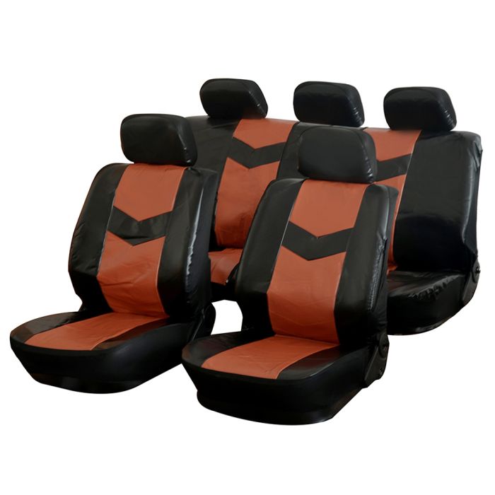 Car Seat Cover Brown/Black-9PCS 