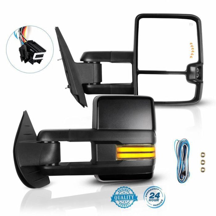Tow Mirrors 2007-2013 Chevrolet Avalanche Dynamic Running Lights Arrow Signal Reversing Lights Power Operation Heated