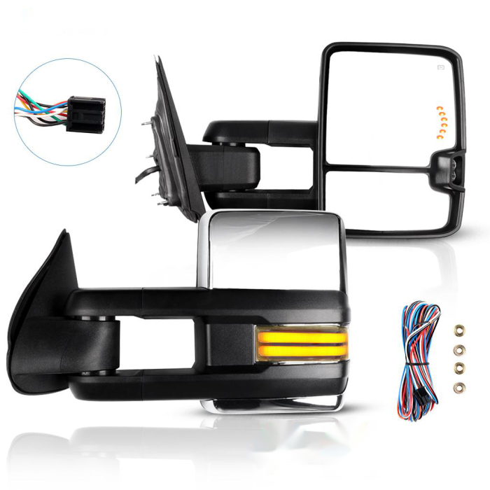 Towing Mirrors For 07-13 Chevy Avalanche GMC Sierra 1500 W/LED Manual Fold Power Heated Pair