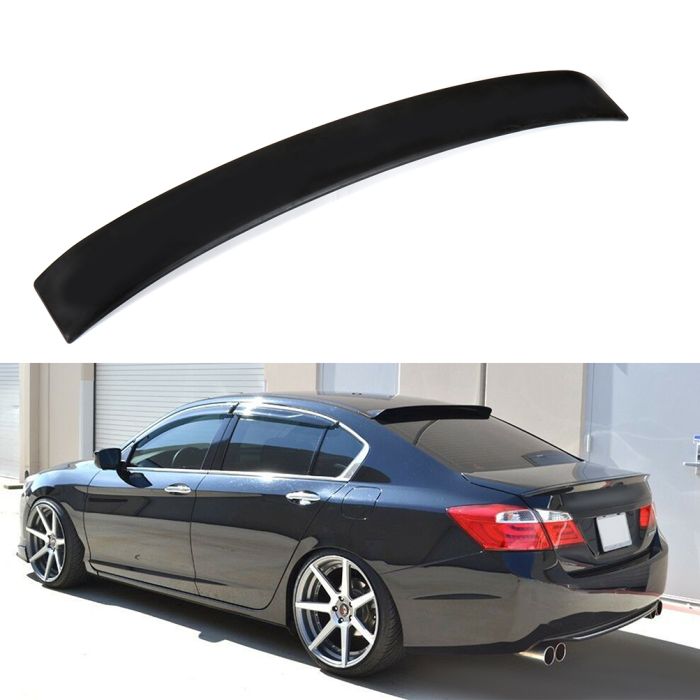Black Rear Roof Window Visor Spoiler Wings Fits 2013-17 Accord 4dr High Quality