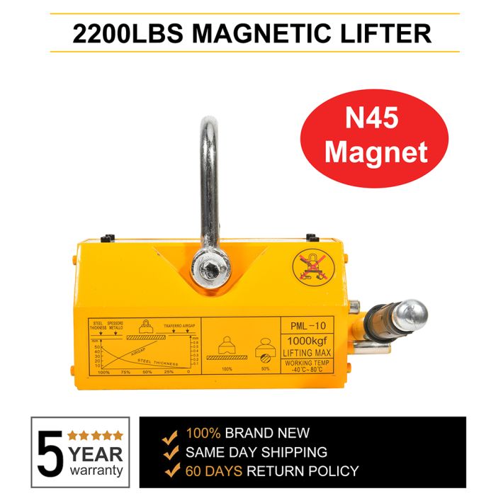 1000KG Magnetic Lifter 2200lb Steel Lifting Magnet Magnetic Lifter Hoist Crane