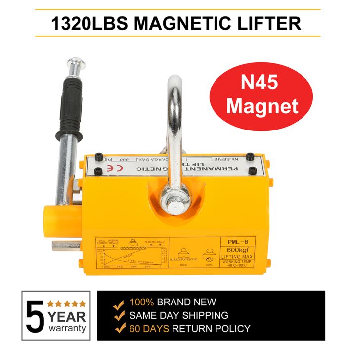 600KG Magnetic Lifter 1320lb Steel Lifting Magnet Magnetic Lifter Hoist Crane