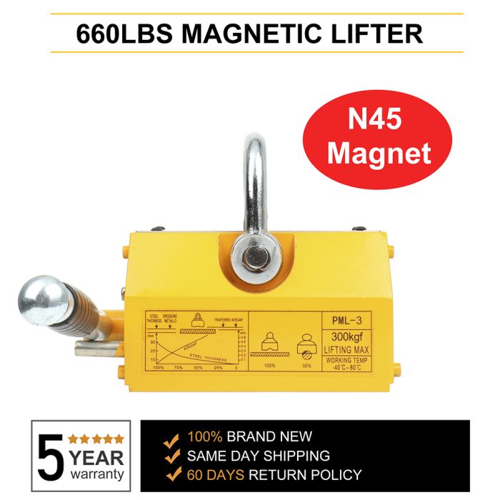 300KG Magnetic Lifter 660lb Steel Lifting Magnet Magnetic Lifter Hoist Crane