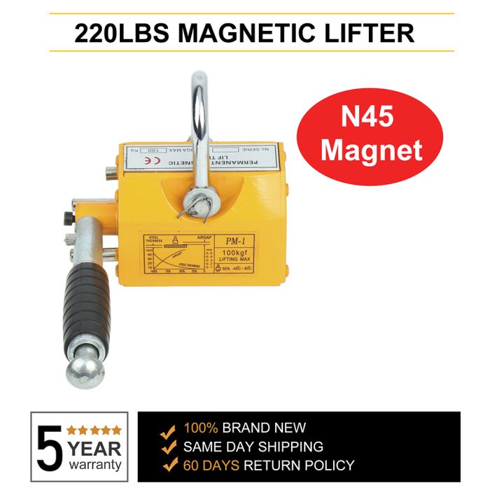 100KG Magnetic Lifter 220lb Steel Lifting Magnet Magnetic Lifter Hoist Crane