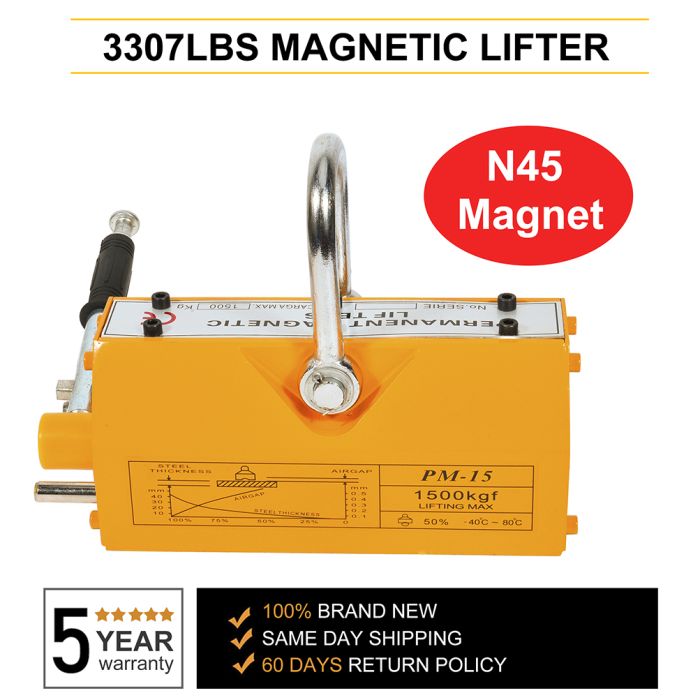 1500KG Magnetic Lifter 3307lb Steel Lifting Magnet Magnetic Lifter Hoist Crane