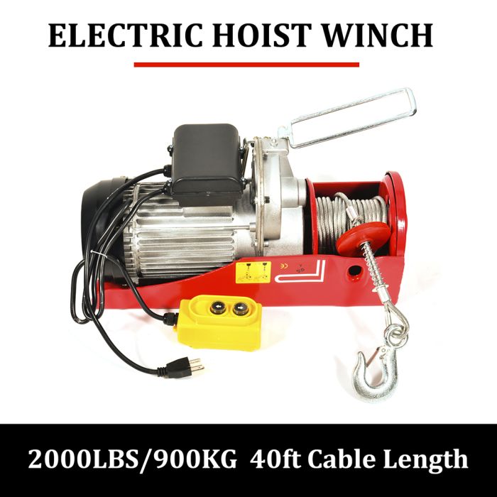 2000lb 900kg Electric Hoist Winch Lifting Engine Crane Automotive Steel Garage