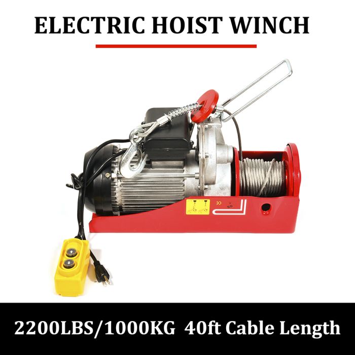 2200lb 1000kg Electric Hoist Winch Lifting Engine Crane Automotive Steel Garage