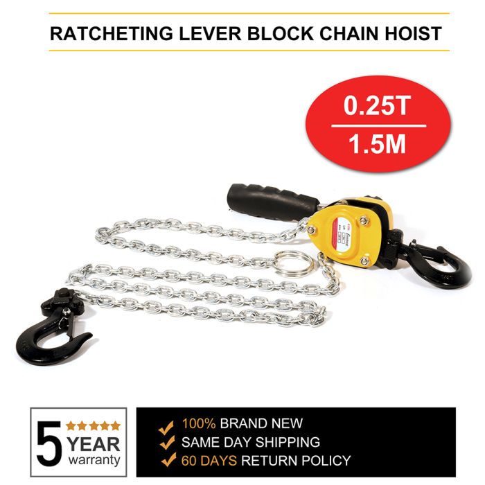 0.25 Ton Lever Block Chain Hoist 1.5M 5ft Chain Hoist Ratchet Lever Hoist