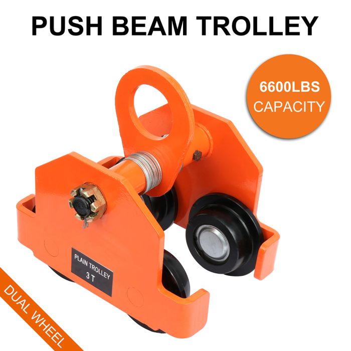 3 Ton Push Beam Track Roller Trolley Capacity 6600lbs For 07 - 20 Jeep Wrangler