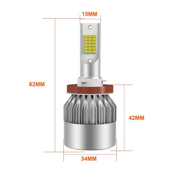 H11/H8/H9 LED Headlight Bulb High Low Beam Fog Light Conversion Kit - 80W 6000K 10400LM 2Pcs
