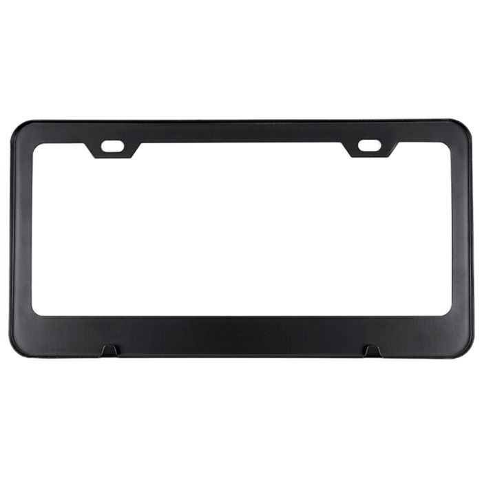 2 Hole Black Stainless Steel Car Front Rear License Plate Frame with Screw Cap