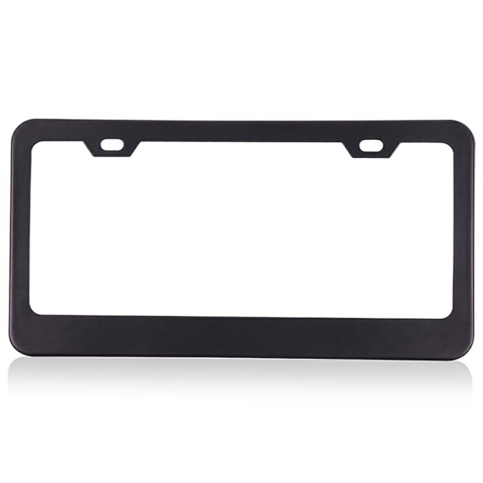 2 Hole Black Stainless Steel Car Front Rear License Plate Frame with Screw Cap