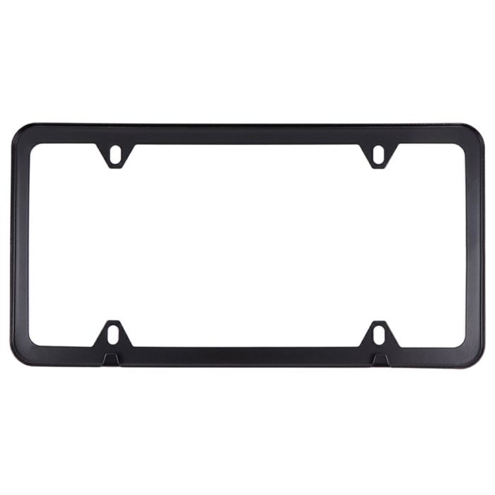 4 Hole Slim Black Stainless Steel Car License Plate Frame with Screw Caps 2pcs