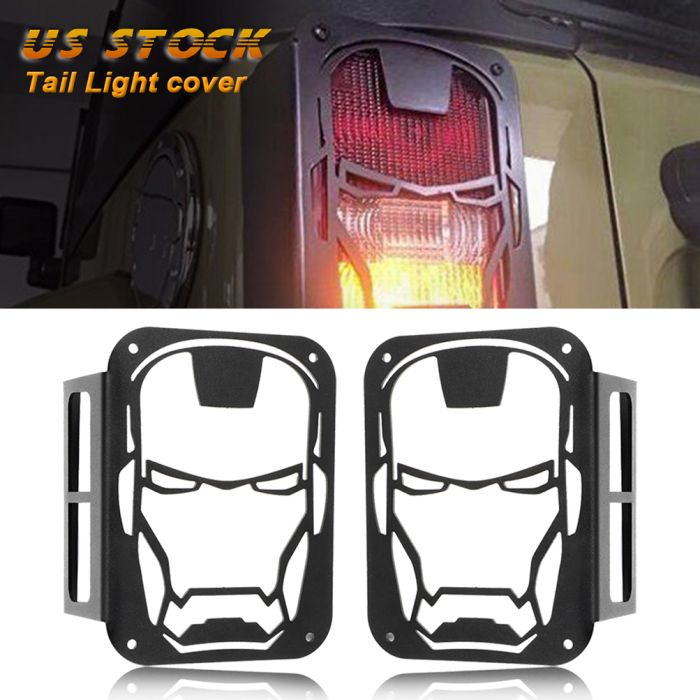 For 2007-2016 Jeep Wrangler JK Tail Light Cover Iron Man Rear Steel Lamp Guard