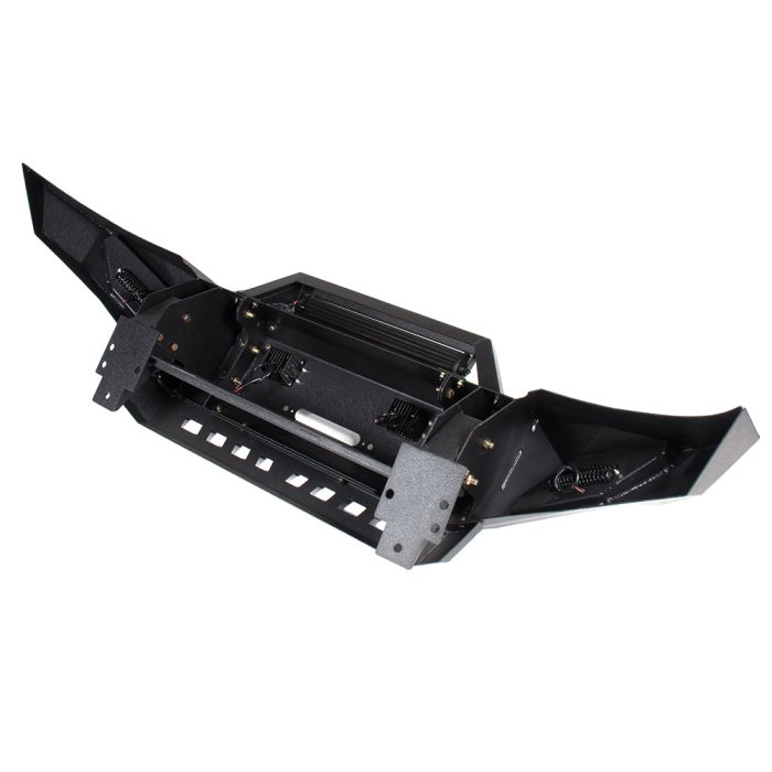 Texture Black Front Bumper with D-ring & LED Lights & Winch Plate(E125256-hk-301CP) for Jeep - 1 Piece
