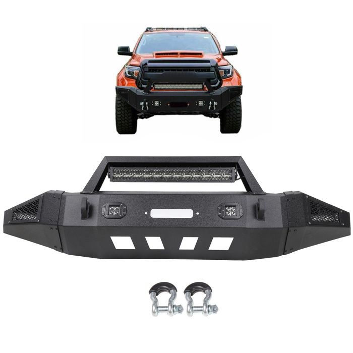 2007-2013 Toyota Tundra Heavy Solid Front w/ LED Light Bar D-rings