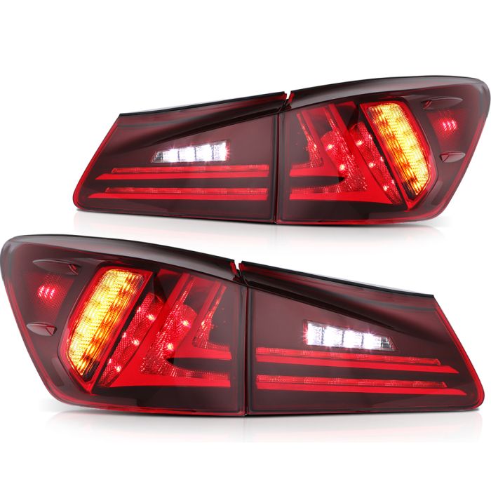 Fits 2006-2012 Lexus IS250/350 Rear LED Taillights Assembly w/ Reflective Bowl