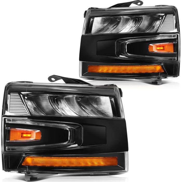 Fits 2007-2013 Chevy Silverado Front LED Headlight Assembly w/Reflective Bowl 