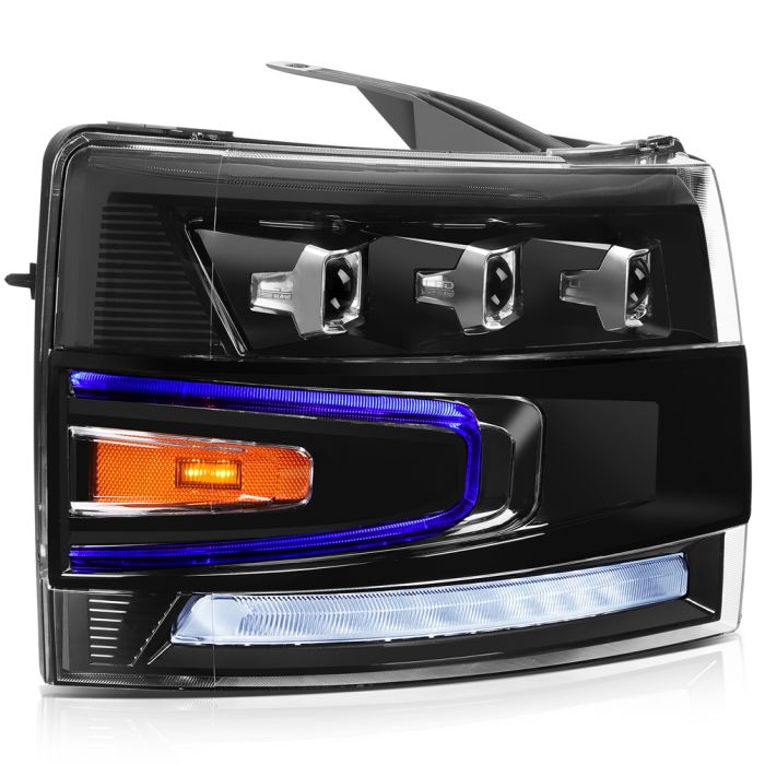 Fits 2007-2013 Chevrolet Silverado 1500 Front LED Headlights w/ Reflective Bowl