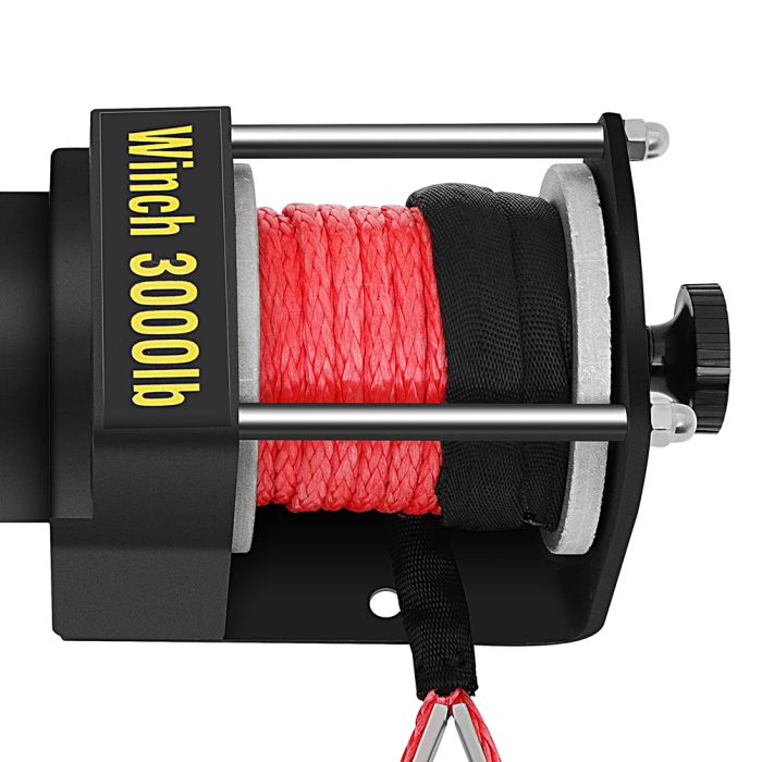 Electric Winch 3000lbs Winch Synthetic Rope Red 12V ATV UTV Towing