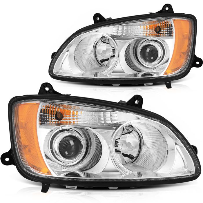 Fits 2008-2017 Kenworth T660 Front Halogen Headlight Assembly Pair Replacement 