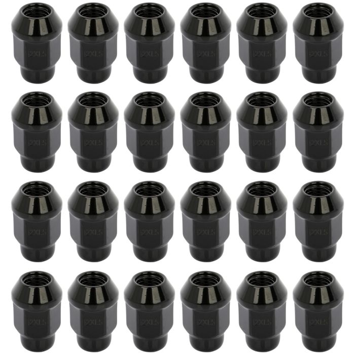 24 Pieces of M12x1.5 Black Cone Seat Lug Nuts For Toyota T100 Lexus GX460 GX470