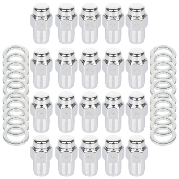 20 Pcs Lug Nuts & 20 Standard Round Washers Chrome 1/2-20 Fits Ford Skyliner