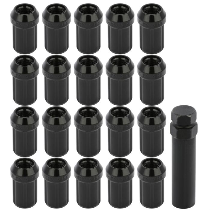 20 Set Of Black 12x1.5mm Lug Nuts + 1 Key Fits Toyota For Hyundai Lexus Honda
