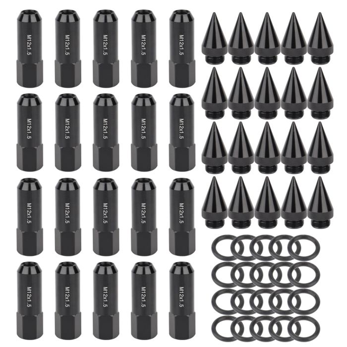20 Black 12x1.5 Tuner Spike Lug Nuts For 2002 2003 2004 2005 2006 For Acura RSX