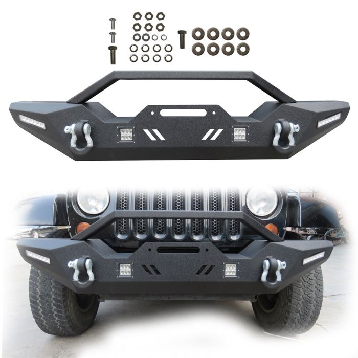 2007-2018 Jeep Wrangler JK Powder Coat Front Bumper Combo w/ LED Light