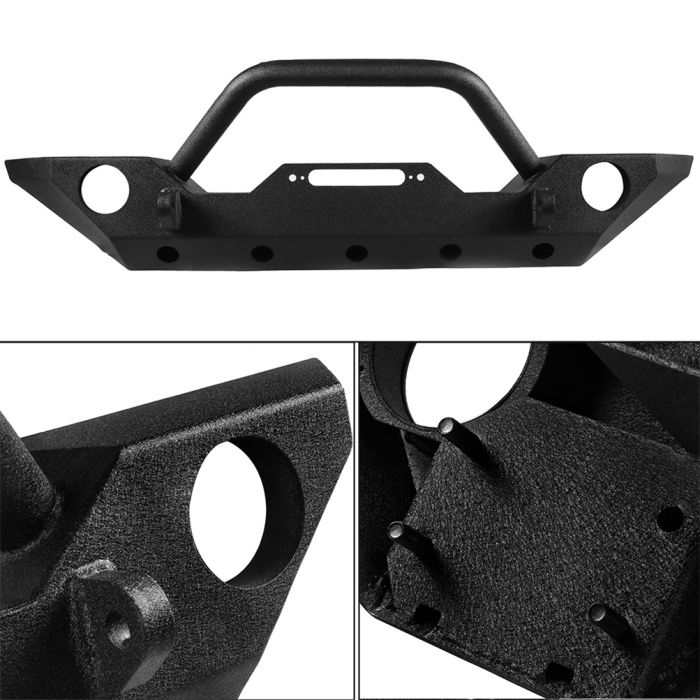 2007-2018 Jeep Wrangler JK Textured Hard Steel Front Bumper with Winch Guard