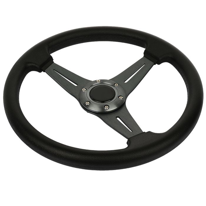 350MM Universal BK DISH Flat Dish Racing STEERING WHEEL & Quick Release & HORN