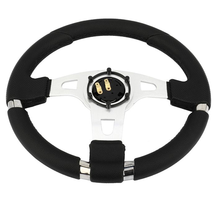 Universal Sport Racing 340mm Leather Steering Wheel & Horn Black High Quality
