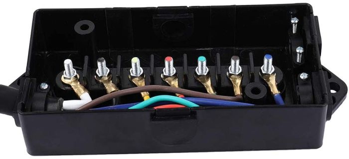 7 Way Trailer Connector Plug Cord With 7 Gang Inline Junction Box 12Ft Weatherproof