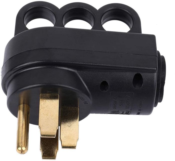 50 Amp Electrical Cord Male RV Replacement Plug Cord Power Grip Black