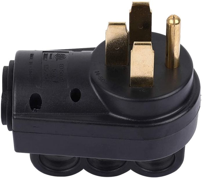 50 Amp Electrical Cord Male RV Replacement Plug Cord Power Grip Black